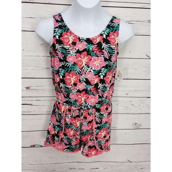 Bobbie Brooks Small 6/6X  hawaiian tropical print romper jumpsuit - Picture 6 of 8